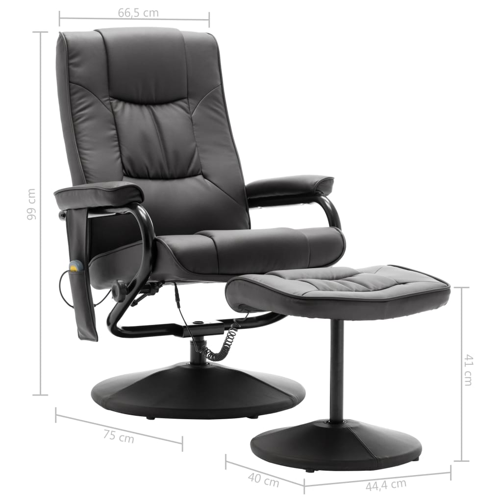 vidaXL Massage Recliner with Ottoman with Foot Stool