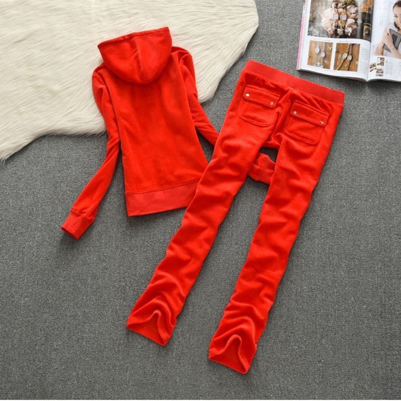 2022 New Slim Solid Two Piece Set Sportswear pockets Tracksuit Women Hooded Conjunto Feminino Sweatshirt Set Outfits