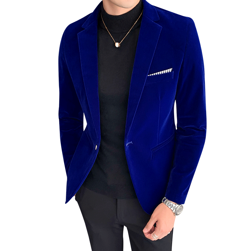 Autum Velvet Wedding Dress Coat Mens Blazer Jacket Fashion Casual Suit Jacket Stage DJ Men's Business Blazers Costume Homme