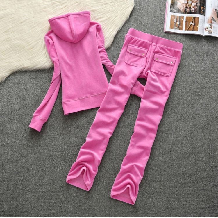 2022 New Slim Solid Two Piece Set Sportswear pockets Tracksuit Women Hooded Conjunto Feminino Sweatshirt Set Outfits